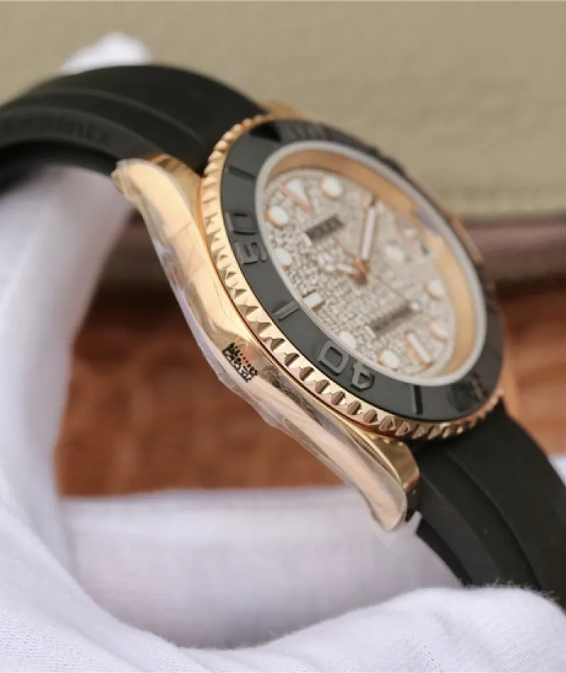 YACHT MASTER 1 GOLDEN DIAMOND DIAL RUBBER STRAP 40MM m126655-0005
