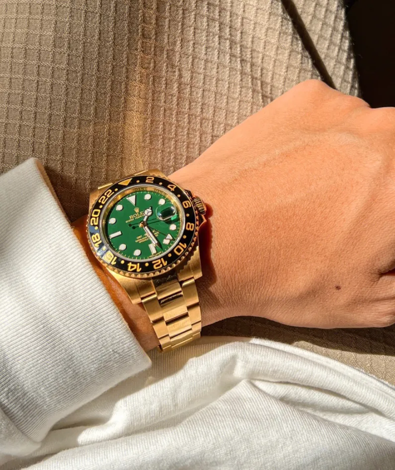 Rolex GMT-Master II Yellow Gold Automatic Green Dial Men's Watch 116718-LN-78208