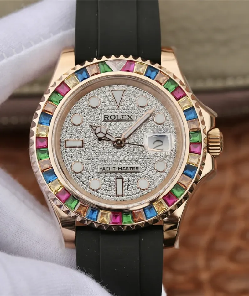YACHT MASTER 1 GOLDEN DIAMOND BEZEL & DIAL RUBBER STRAP 40MM