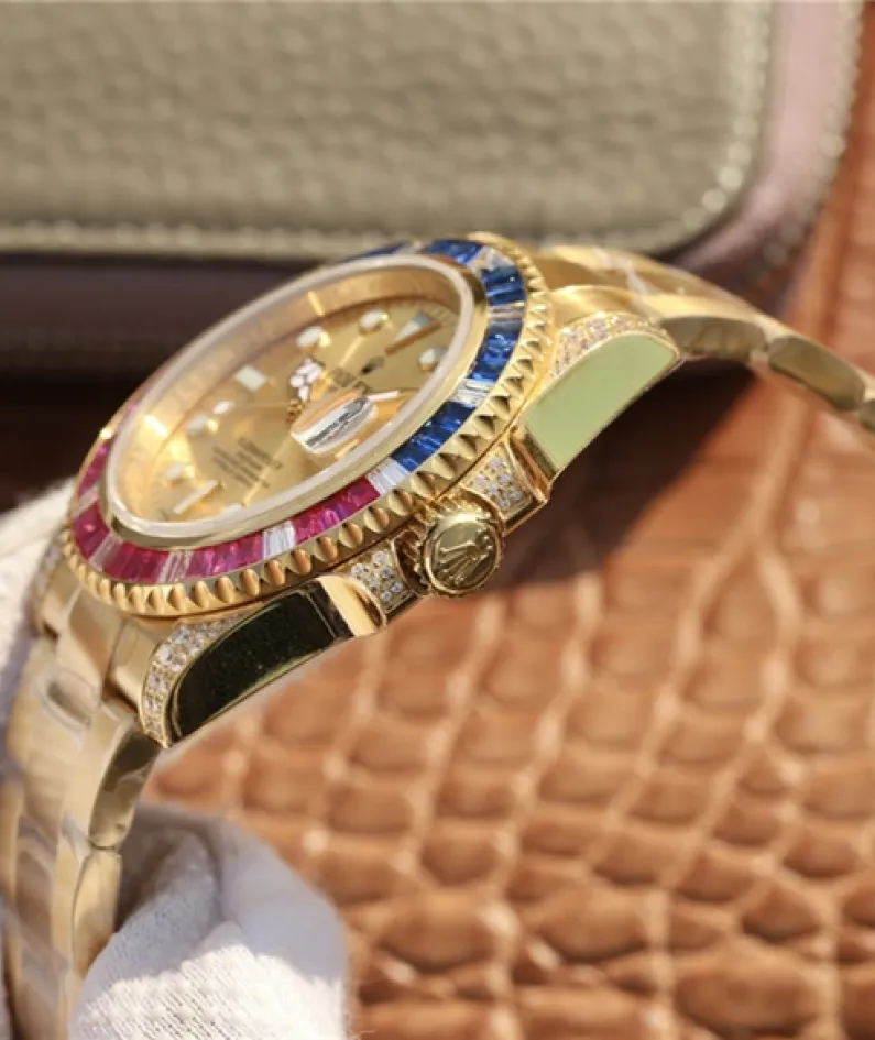 SUBMARINER GOLDEN BLUE / RED DIAMOND GOLD DIAL 40MM
