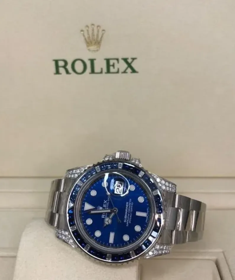 Rolex Submariner Date 116659 SABR 18k White Gold Diamonds Sapphires UNWORN(AAAAA version)