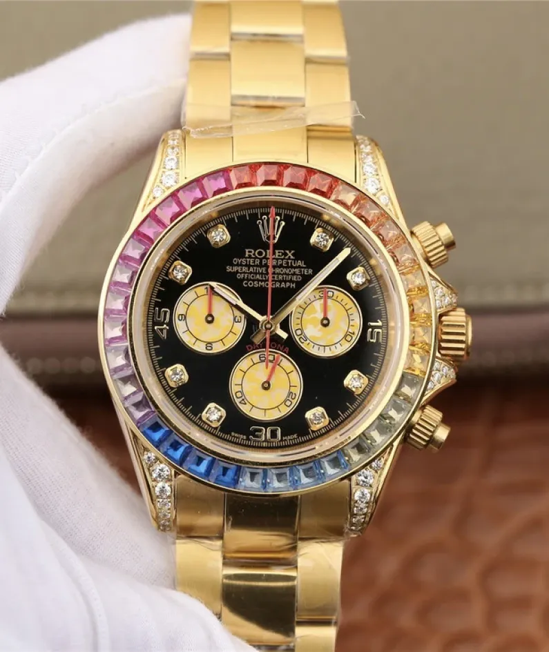 DAYTONA RAINBOW DIAMOND YELLOW GOLD STAINLESS STEEL 40MM 116598 RBOW