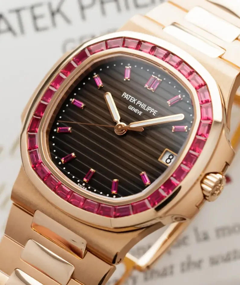 Patek Philippe Nautilus Rose Gold Brown Ruby Dial 40mm Ruby Bezel 5723/112R-001 - BRAND NEW