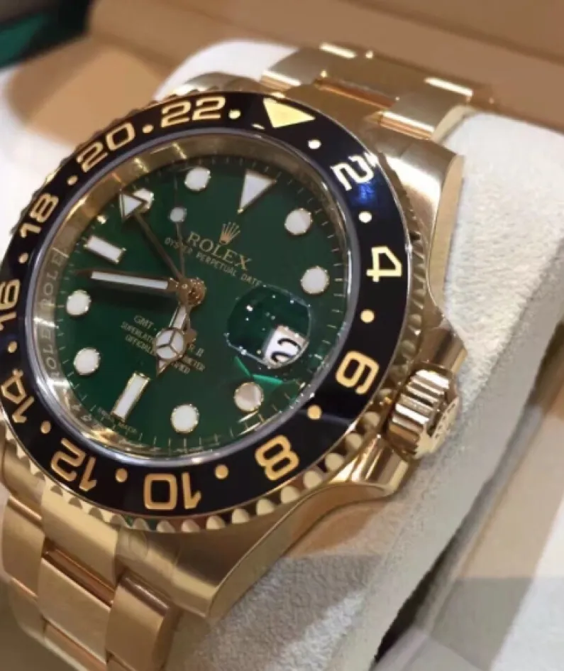 Rolex GMT-Master II Yellow Gold Automatic Green Dial Men's Watch 116718-LN-78208