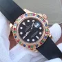 YACHT MASTER 1 GOLDEN DIAMOND BEZEL BLACK DIAL RUBBER STRAP 40MM 116695SATS