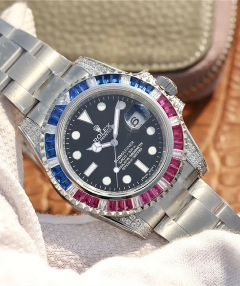 SUBMARINER SILVER BLUE / RED DIAMOND 40MM 116759 SAru-78209