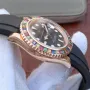YACHT MASTER 1 GOLDEN DIAMOND BEZEL BLACK DIAL RUBBER STRAP 40MM 116695SATS