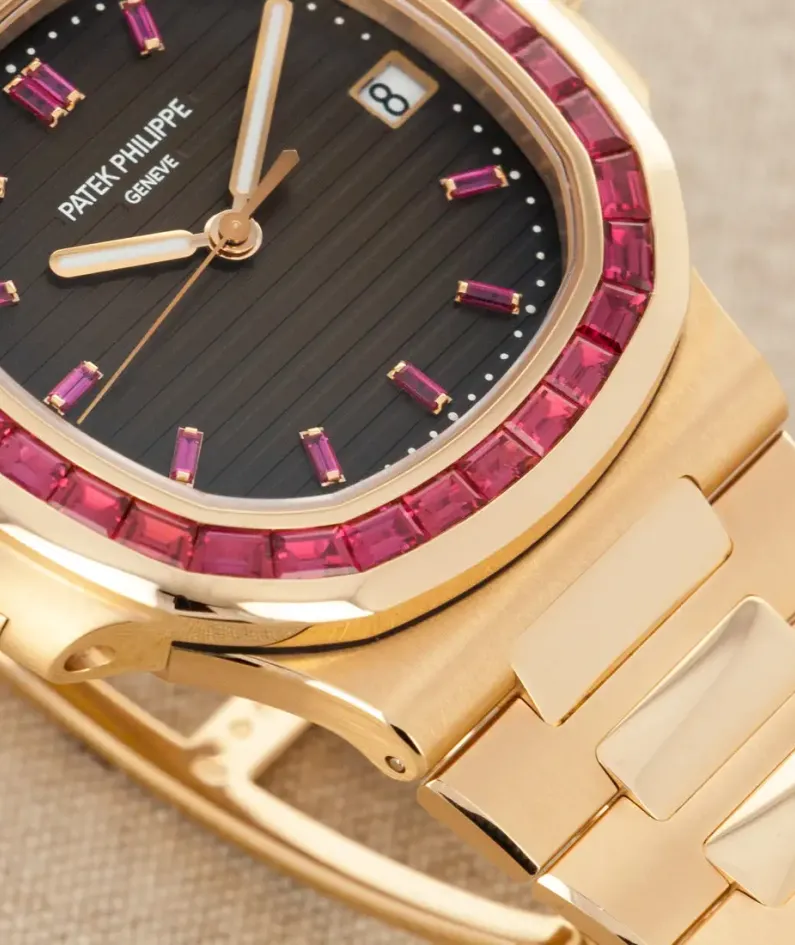 Patek Philippe Nautilus Rose Gold Brown Ruby Dial 40mm Ruby Bezel 5723/112R-001 - BRAND NEW