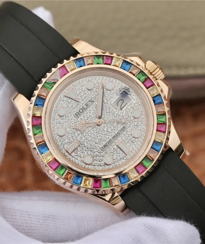 YACHT MASTER 1 GOLDEN DIAMOND BEZEL & DIAL RUBBER STRAP 40MM