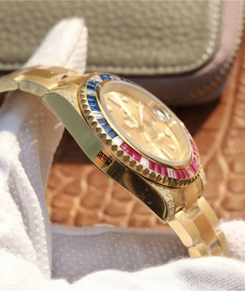 SUBMARINER GOLDEN BLUE / RED DIAMOND GOLD DIAL 40MM