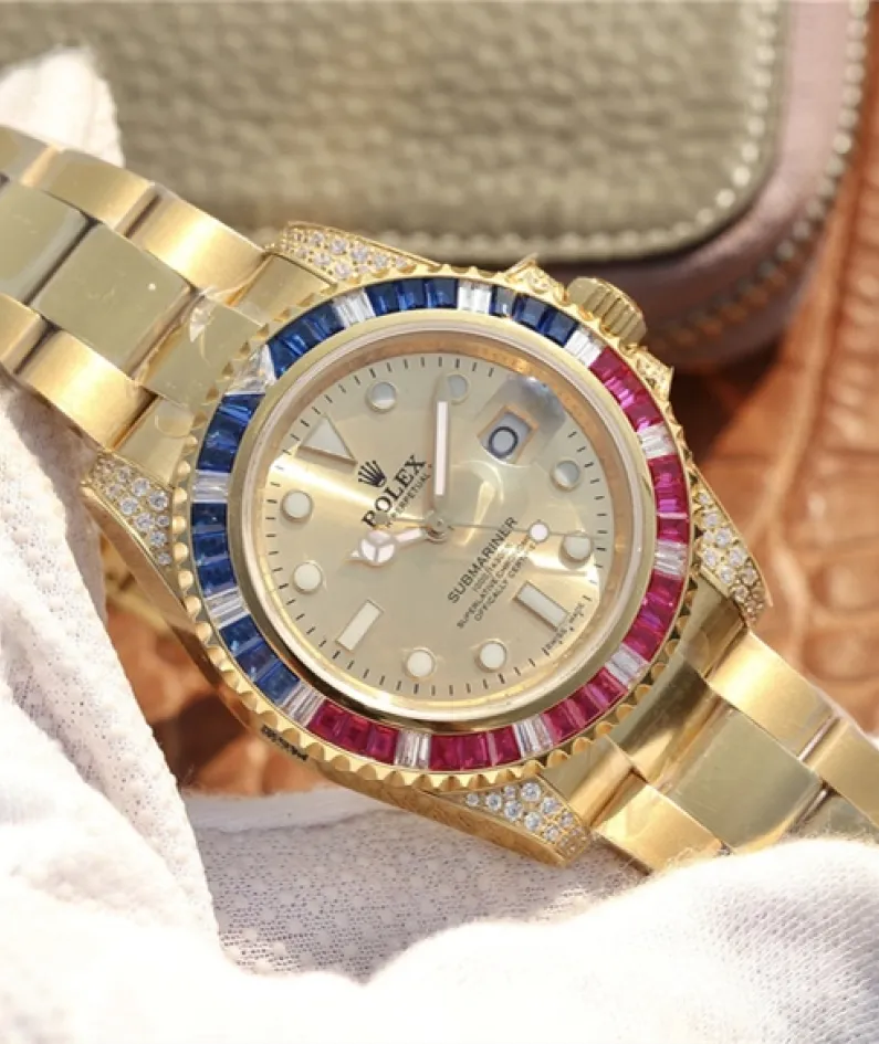 SUBMARINER GOLDEN BLUE / RED DIAMOND GOLD DIAL 40MM