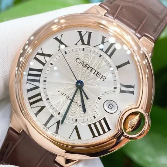 BALLON BLEU DE CARTIER WATCH 40 mm, automatic movement, 18K Rose gold, leather
