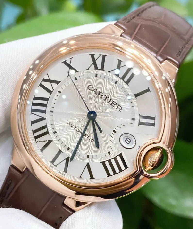 BALLON BLEU DE CARTIER WATCH 40 mm, automatic movement, 18K Rose gold, leather