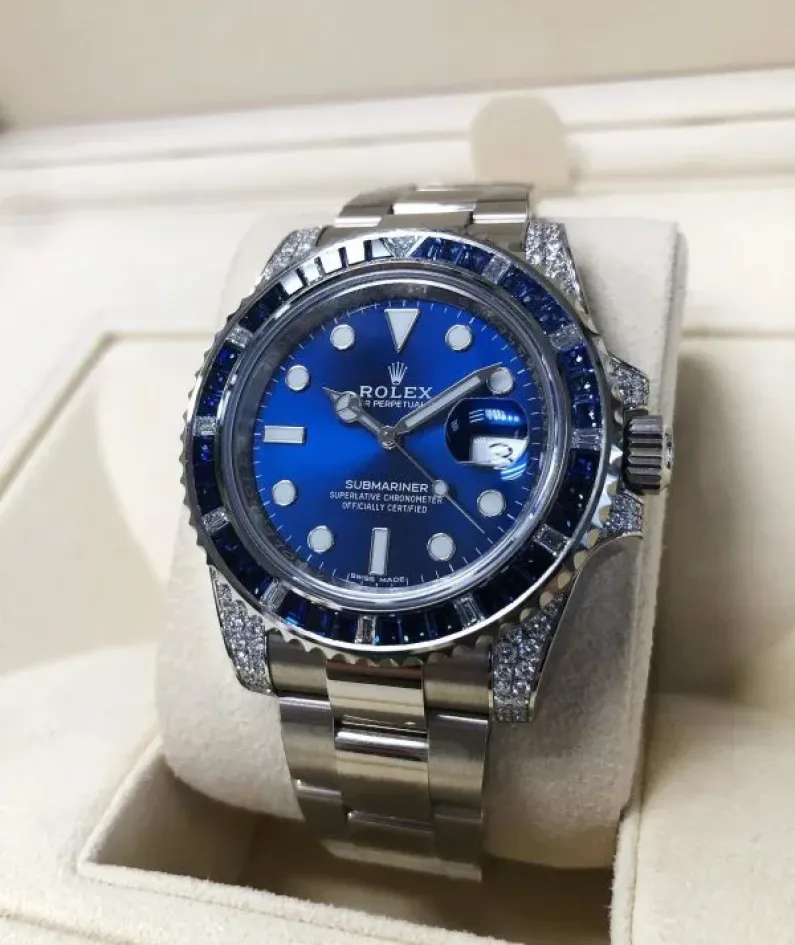 Rolex Submariner Date 116659 SABR 18k White Gold Diamonds Sapphires UNWORN(AAAAA version)