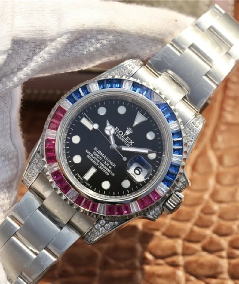 SUBMARINER SILVER BLUE / RED DIAMOND 40MM 116759 SAru-78209