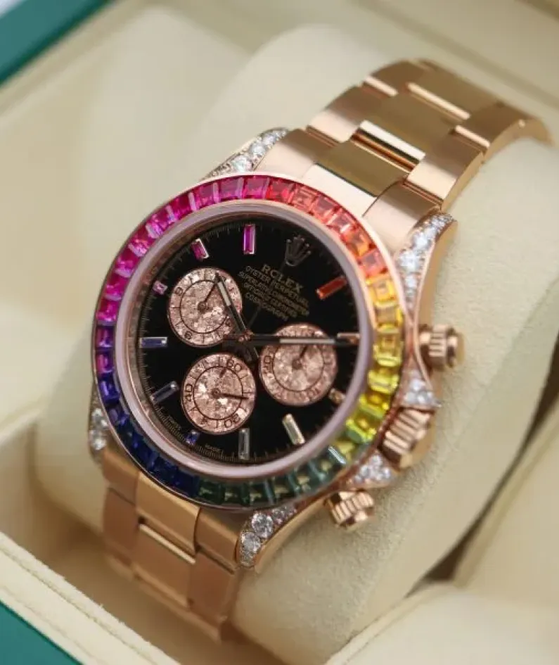 Rolex 116595 RBOW Cosmograph Daytona Rainbow 18k Rose Gold