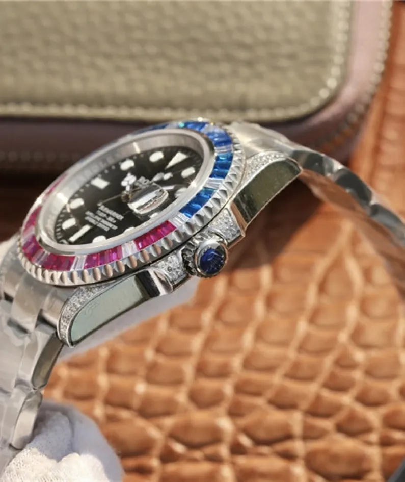 SUBMARINER SILVER BLUE / RED DIAMOND 40MM 116759 SAru-78209