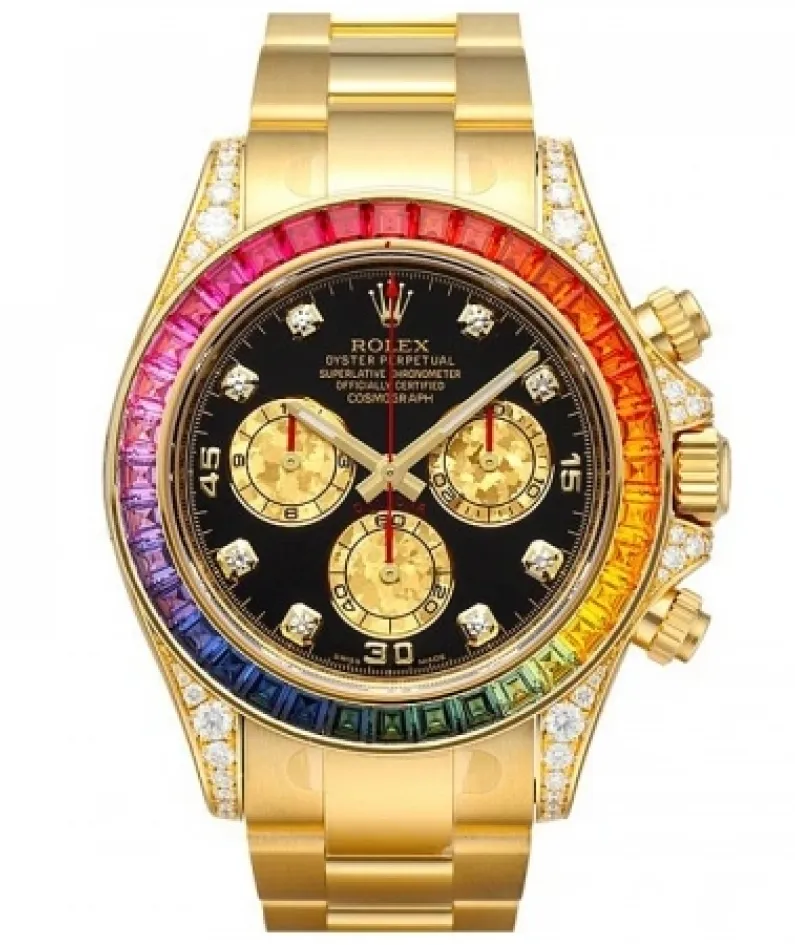 DAYTONA RAINBOW DIAMOND YELLOW GOLD STAINLESS STEEL 40MM 116598 RBOW
