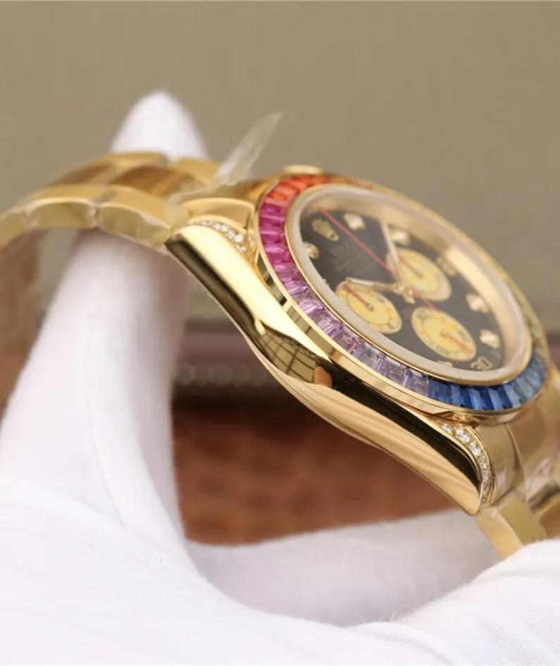 DAYTONA RAINBOW DIAMOND YELLOW GOLD STAINLESS STEEL 40MM 116598 RBOW