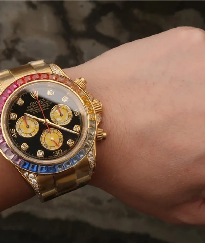 DAYTONA RAINBOW DIAMOND YELLOW GOLD STAINLESS STEEL 40MM 116598 RBOW