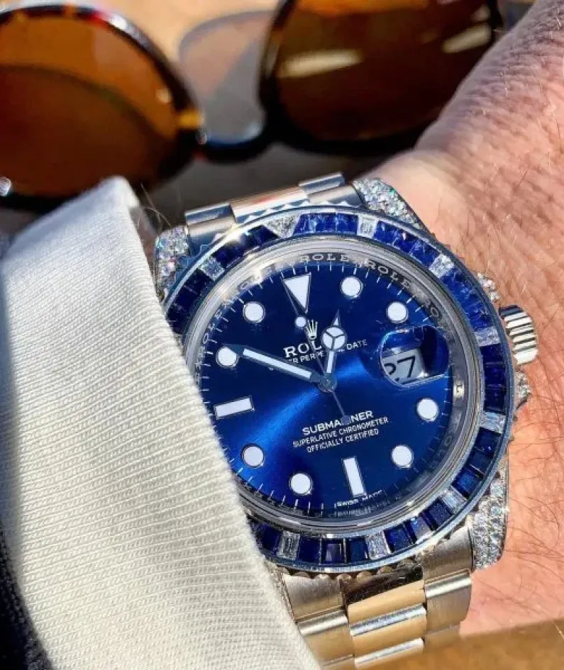 Rolex Submariner Date 116659 SABR 18k White Gold Diamonds Sapphires UNWORN(AAAAA version)