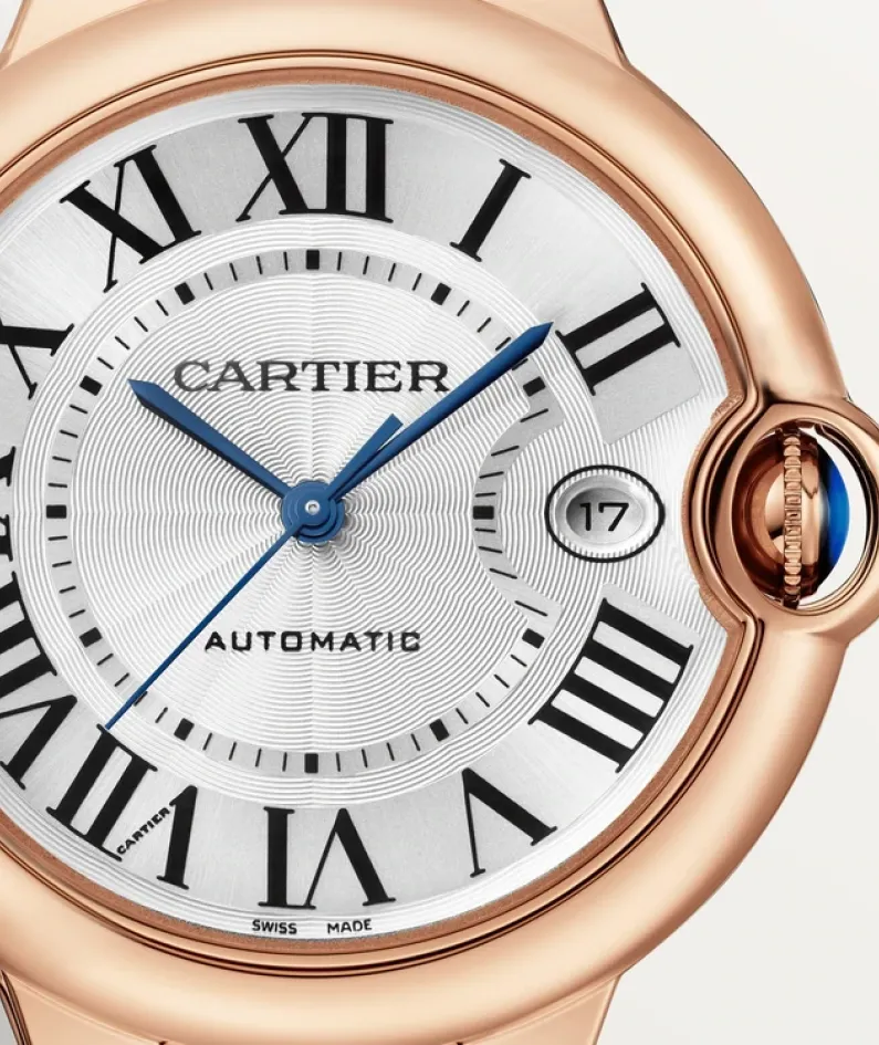 BALLON BLEU DE CARTIER WATCH 40 mm, automatic movement, 18K Rose gold, leather