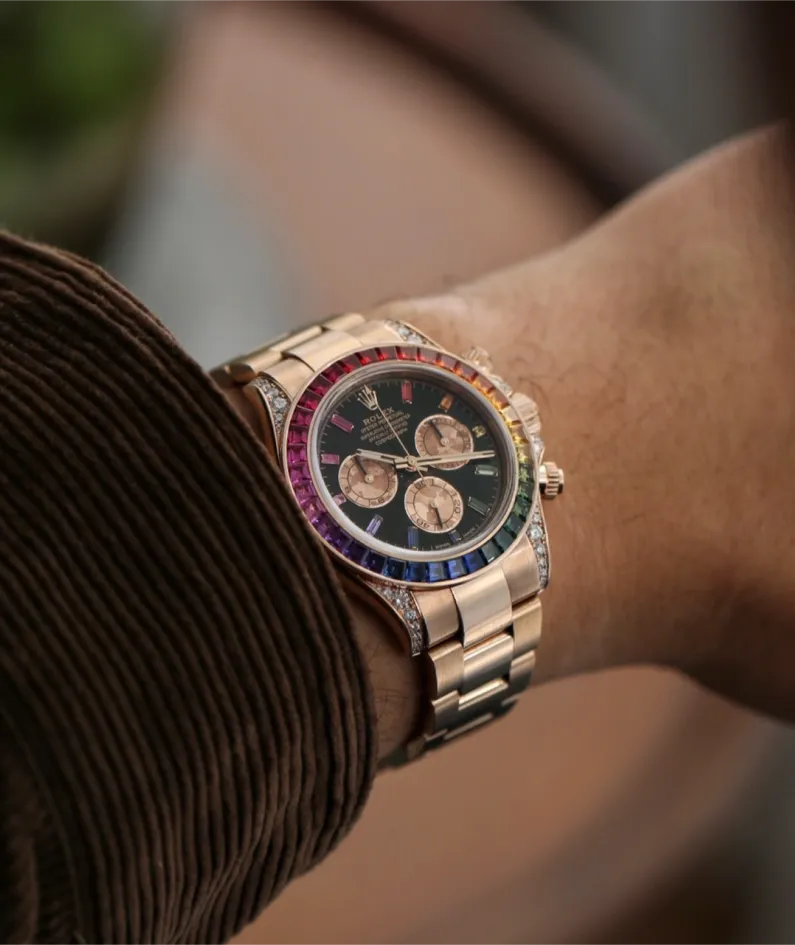 Rolex 116595 RBOW Cosmograph Daytona Rainbow 18k Rose Gold