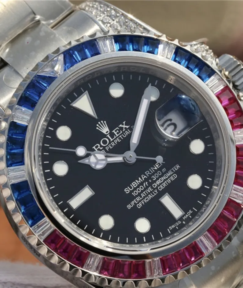 SUBMARINER SILVER BLUE / RED DIAMOND 40MM 116759 SAru-78209