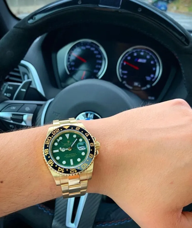 Rolex GMT-Master II Yellow Gold Automatic Green Dial Men's Watch 116718-LN-78208