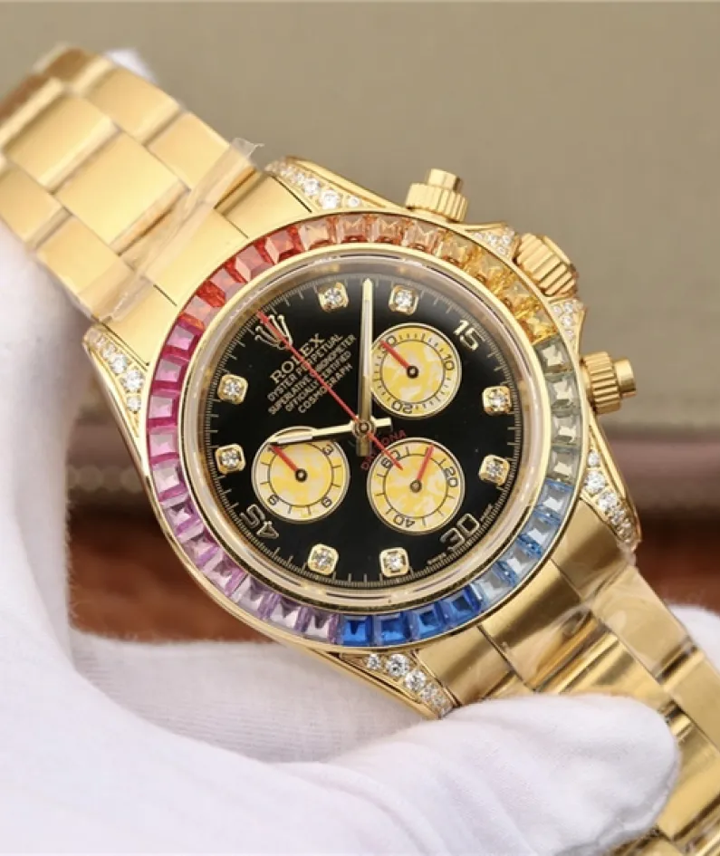 DAYTONA RAINBOW DIAMOND YELLOW GOLD STAINLESS STEEL 40MM 116598 RBOW