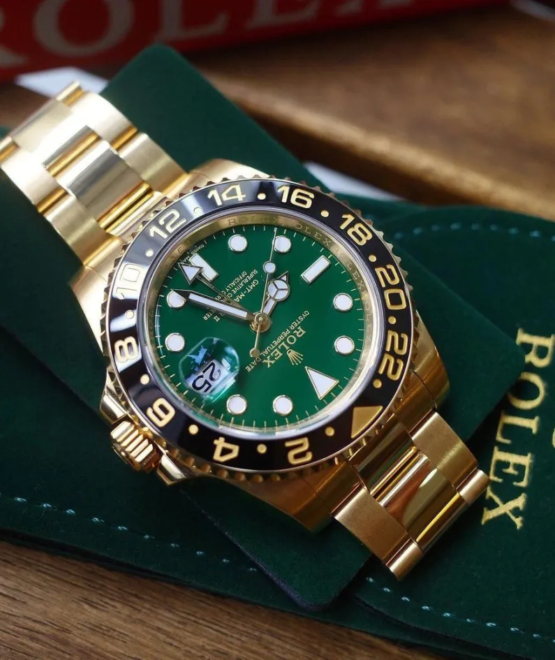 Rolex GMT-Master II Yellow Gold Automatic Green Dial Men's Watch 116718-LN-78208