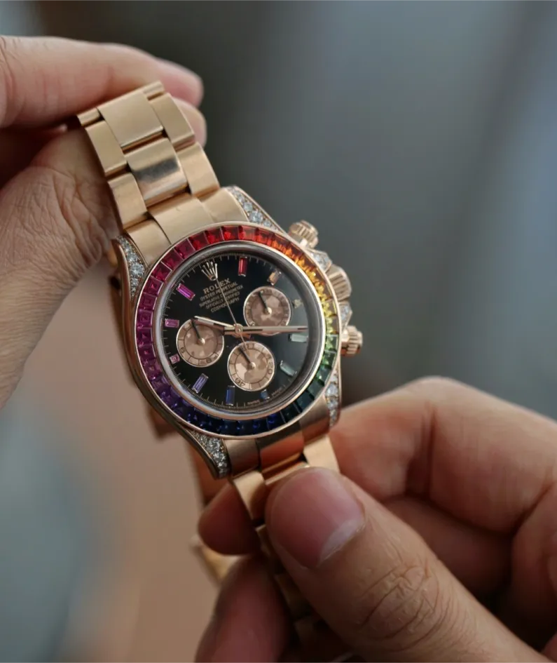 Rolex 116595 RBOW Cosmograph Daytona Rainbow 18k Rose Gold