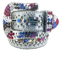 B.B. Simon Swarovski Crystals ltalian Leather Belts Colorful