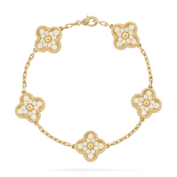Vintage Alhambra bracelet, 5 motifs Diamond yellow gold