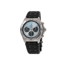 Breitling Chronomat B01 42 Ice Blue Dial Platinum Black Rubber Strap Men's Watch PB0134101C1S2