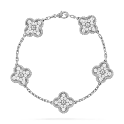 Vintage Alhambra bracelet, 5 motifs Diamond White gold