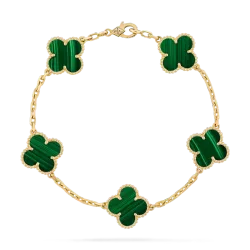 Vintage Alhambra bracelet, 5 motifs Malachite