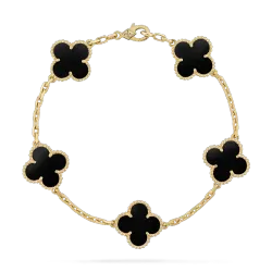 Vintage Alhambra bracelet, 5 motifs yellow gold Onyx