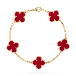 Vintage Alhambra bracelet, 5 motifs Carnelian