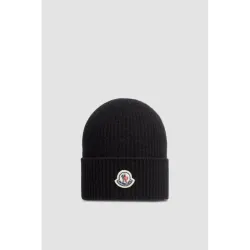Moncler Cashmere & Wool Beanie Black