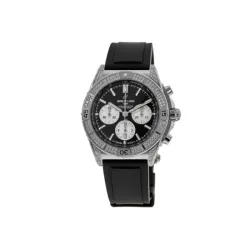 Breitling Chronomat B01 Chronograph Black Dial Diamond Bezel Strap Men's Watch AB0134721B1S1