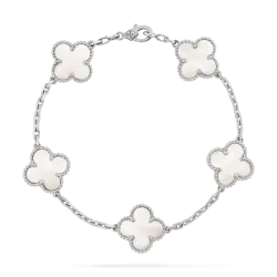 Vintage Alhambra bracelet, 5 motifs white gold