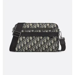 Beige and Black Dior Oblique Jacquard with Black Grained Calfskin