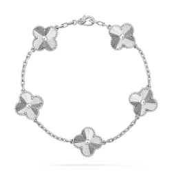 Vintage Alhambra bracelet, 5 motifs White gold pk1