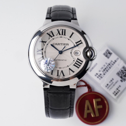 Cartier Ballon Bleu 2824 Automatic Black Leather Men's Watch 42mm - AF Factory