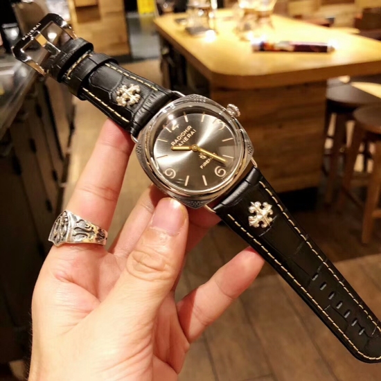 Panerai 604 Engraved Case Croc Strap Swiss Lume