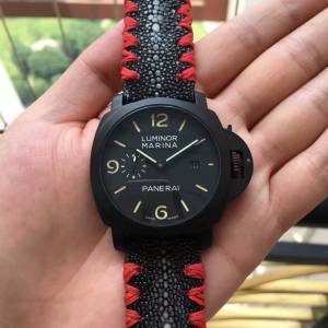 Manta Ray Watch Black Case White Logo