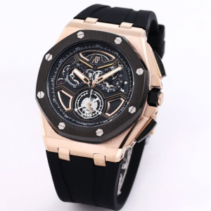 Audemars Piguet Royal Oak 43mm Men's Quartz Watch with Six-Hand Chronograph Movement - Rose Gold Case