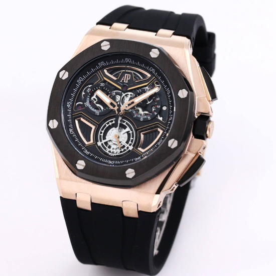Audemars Piguet Royal Oak 43mm Men's Quartz Watch with Six-Hand Chronograph Movement - Rose Gold Case