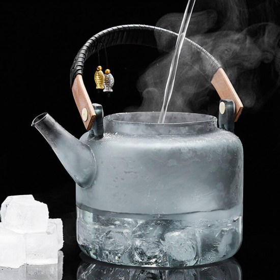 High temperature resistant glass steaming teapot | High temperature resistant large capacity kettle | Glass handle kettle | Tea kettle